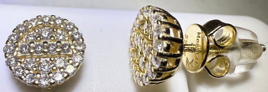 Gold Over Sterling Silver VVS1 Moissanite Stud Circle Screw Back 0.44ct Earrings