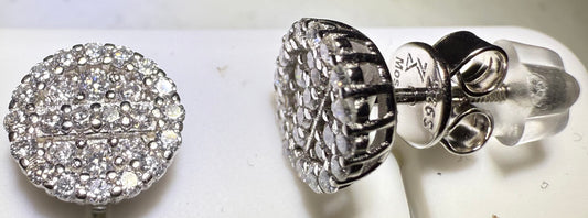 Sterling Silver VVS1 Moissanite Stud Micro Circle Screw Back 0.44 ct Earrings