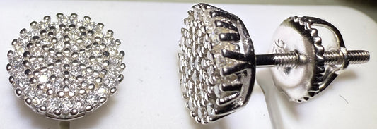 Sterling Silver VVS1 Moissanite Stud Circle Halo Screw Back 0.38 ct 925 Earrings