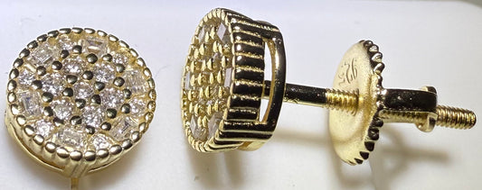 Gold Over Sterling Silver VVS1 Moissanite Stud Circle Screw Back 0.3 ct Earrings