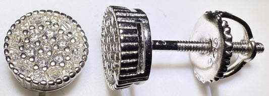 Sterling Silver VVS1 Moissanite Stud Circle Screw Back 0.3 ct Solid 925 Earrings