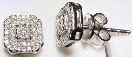 Sterling Silver VVS1 Moissanite Stud Rounded Halo Screw Back 0.29 ct Earrings