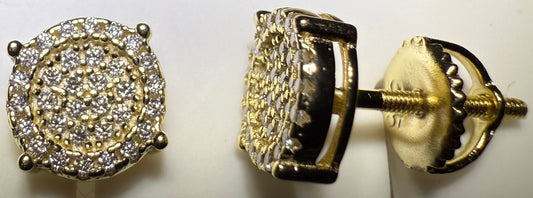 Gold Over Sterling Silver VVS1 Moissanite Stud Halo Screw Back 0.26 ct Earrings