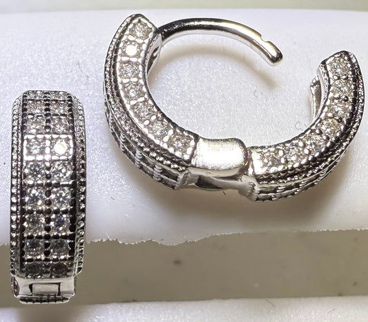 Sterling Silver VVS1 Moissanite Stud Hinge Hoops Snap Huggie 1 ct 925 Earrings