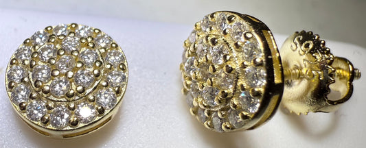 Gold Over Sterling Silver VVS1 Moissanite Stud Circle Screw Back 0.8 ct Earrings