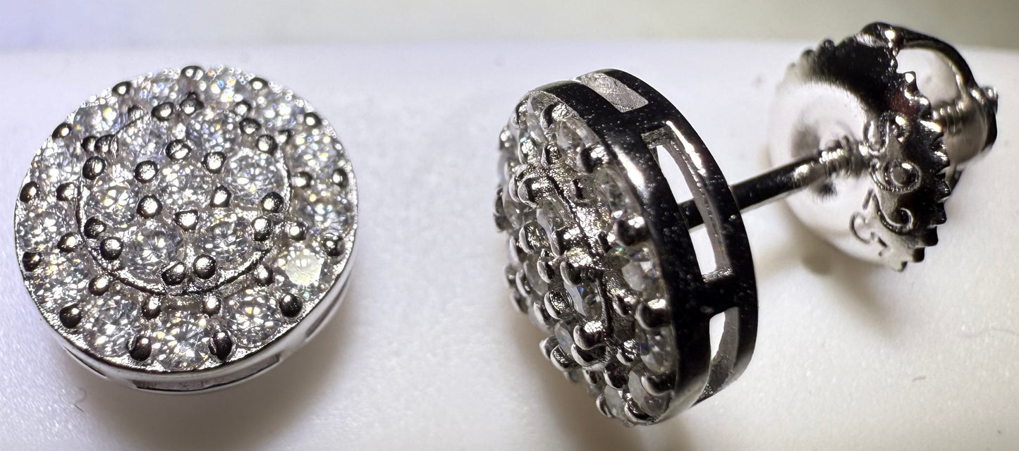 Sterling Silver VVS1 Moissanite Stud Circle Halo Screw Back 0.8 ct 925 Earrings