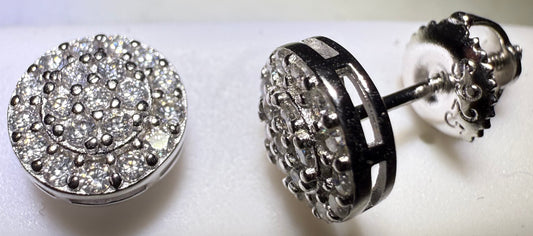 Sterling Silver VVS1 Moissanite Stud Circle Halo Screw Back 0.8 ct 925 Earrings