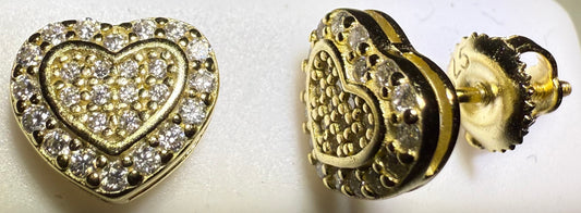 Gold Over Sterling Silver VVS1 Moissanite Stud Heart Screw Back 0.66 ct Earrings