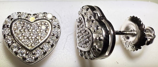 Sterling Silver VVS1 Moissanite Stud Halo Heart Screw Back 0.66 ct 925 Earrings