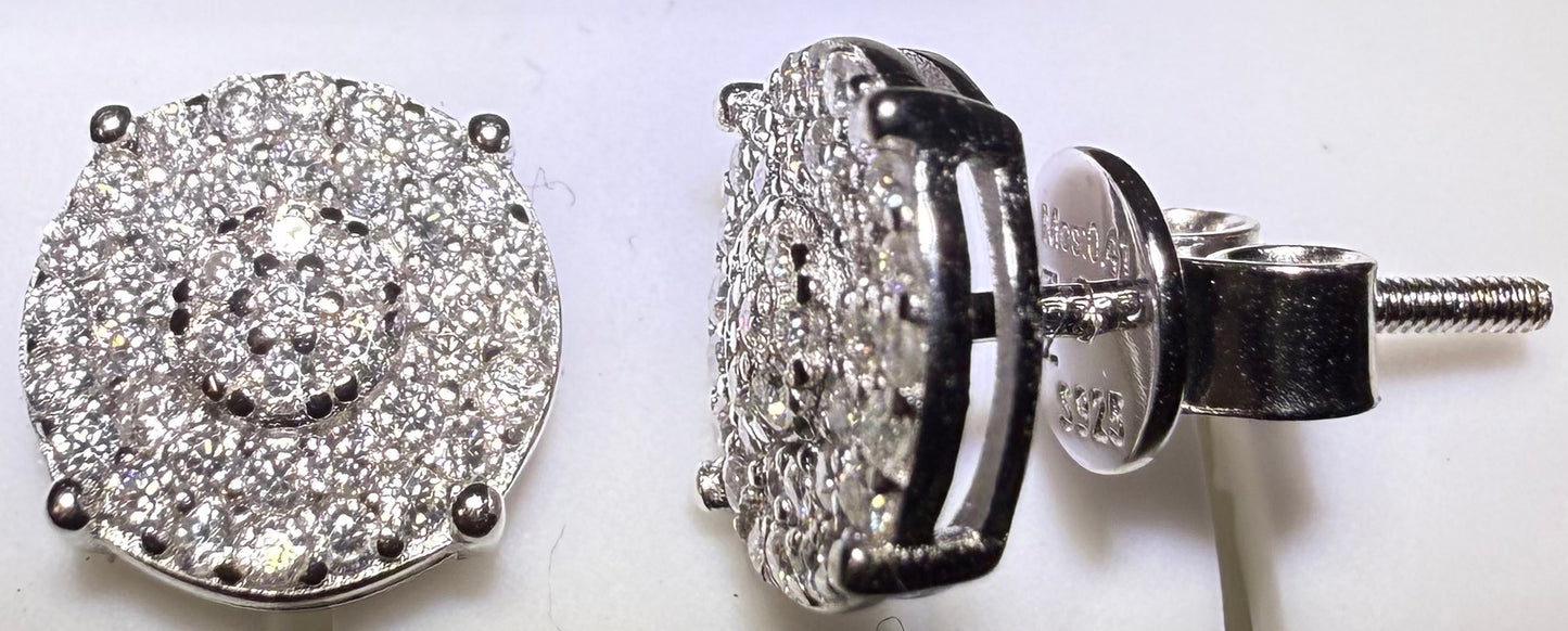 Sterling Silver VVS1 Moissanite Stud Micro Circle Screw Back 0.48 ct Earrings