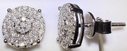 Sterling Silver VVS1 Moissanite Stud Micro Circle Screw Back 0.48 ct Earrings