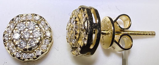 Gold Over Sterling Silver VVS1 Moissanite Stud Circle Screw Back 0.5 ct Earrings