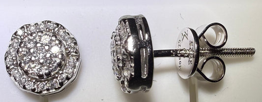 Sterling Silver VVS1 Moissanite Stud Circle Halo Screw Back 0.5 ct 925 Earrings