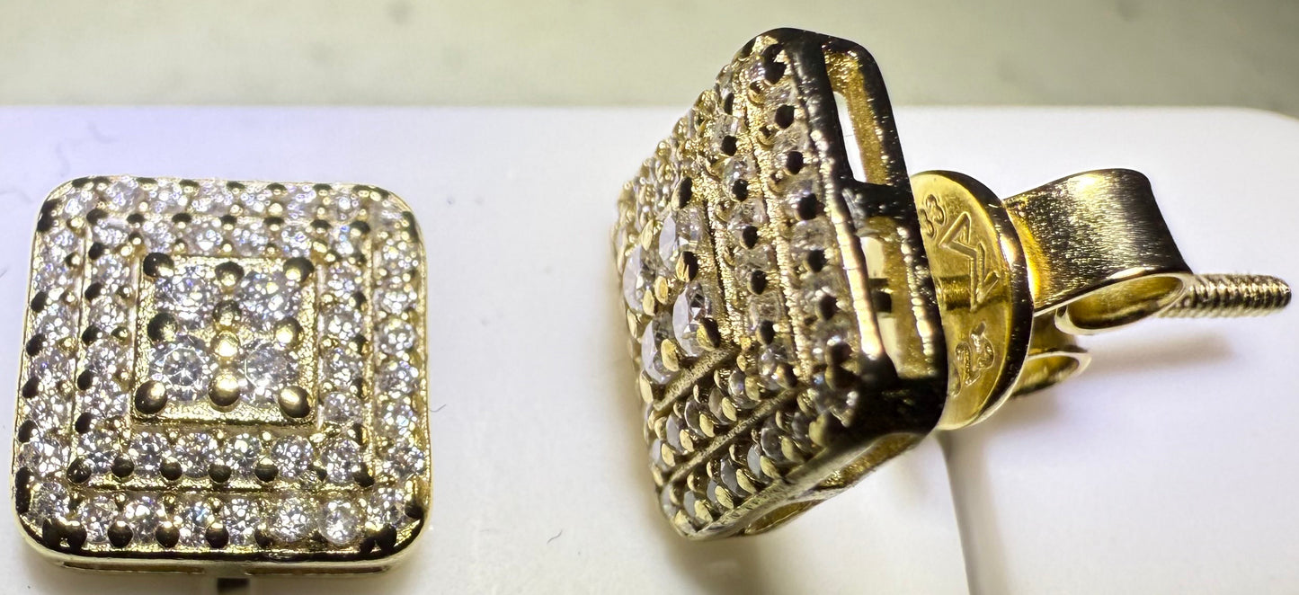 Gold Over Sterling Silver VVS1 Moissanite Stud Halo Screw Back 0.66 ct Earrings