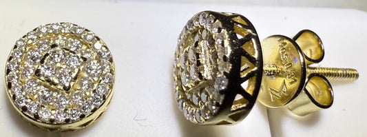 Gold Over Sterling Silver VVS1 Moissanite Stud Halo Screw Back 0.31 ct Earrings