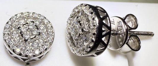 Sterling Silver VVS1 Moissanite Stud Circle Halo Screw Back 0.31 ct 925 Earrings