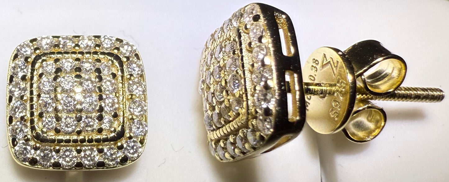 Gold Over Sterling Silver VVS1 Moissanite Stud Halo Screw Back 0.76 ct Earrings