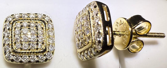 Gold Over Sterling Silver VVS1 Moissanite Stud Halo Screw Back 0.76 ct Earrings