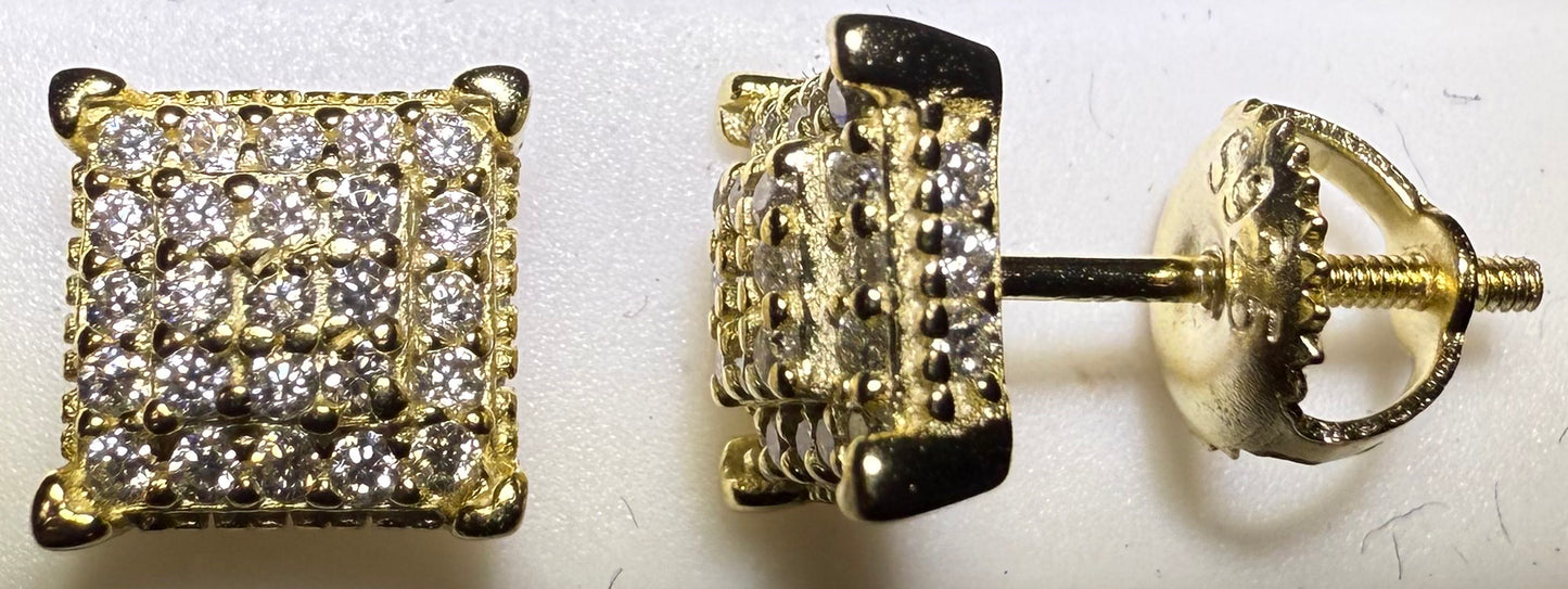 Gold Over Sterling Silver VVS1 Moissanite Stud Halo Screw Back 0.94 ct Earrings