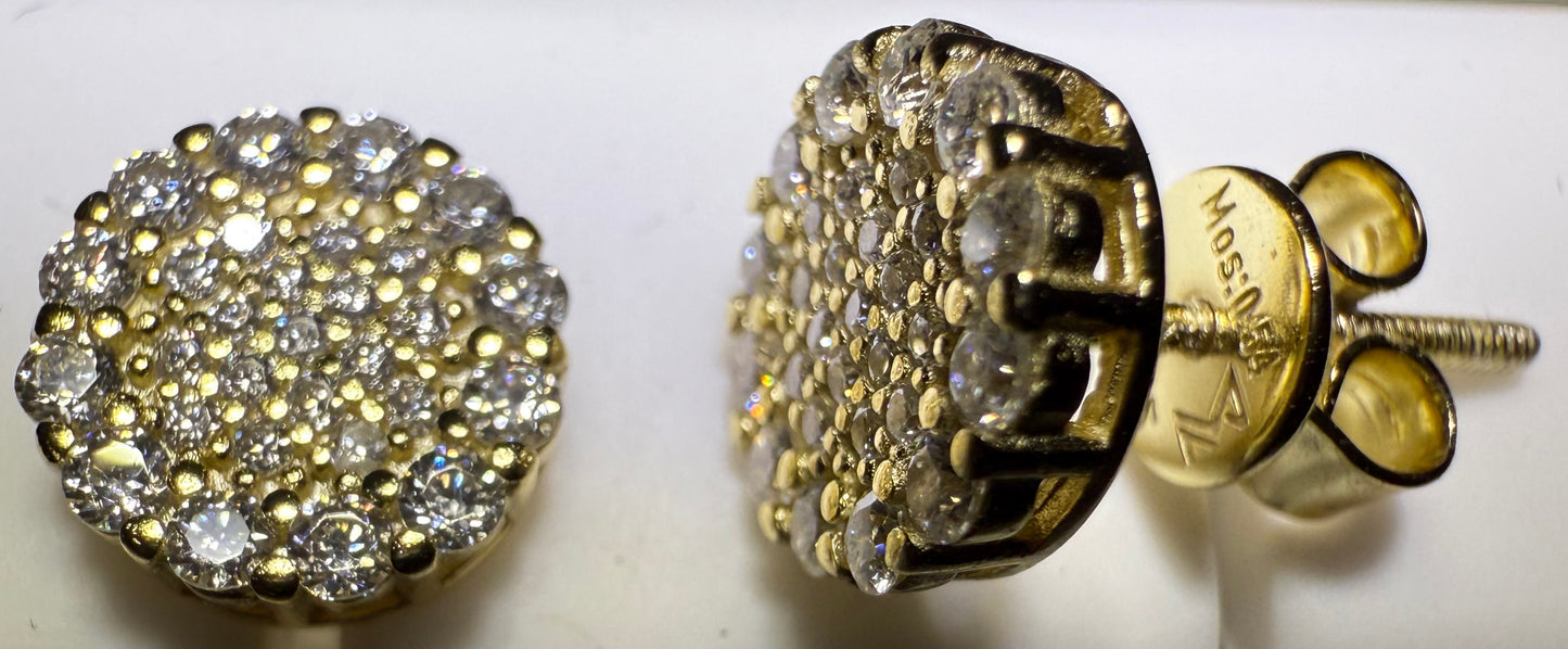 Gold Over Sterling Silver VVS1 Moissanite Stud Pave Screw Back 0.54 ct Earrings