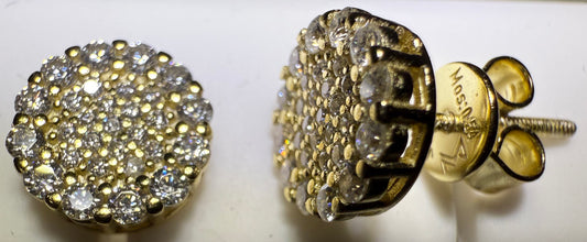 Gold Over Sterling Silver VVS1 Moissanite Stud Pave Screw Back 0.54 ct Earrings