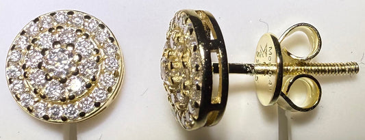 Gold Over Sterling Silver VVS1 Moissanite Stud Halo Screw Back 0.41 ct Earrings