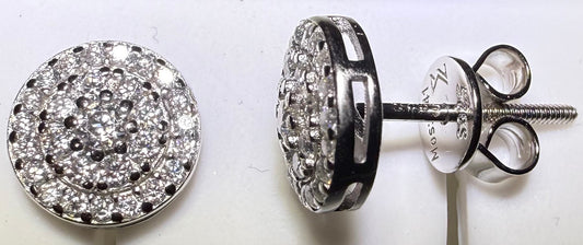 Sterling Silver VVS1 Moissanite Stud Circle Halo Screw Back 0.41 ct 925 Earrings