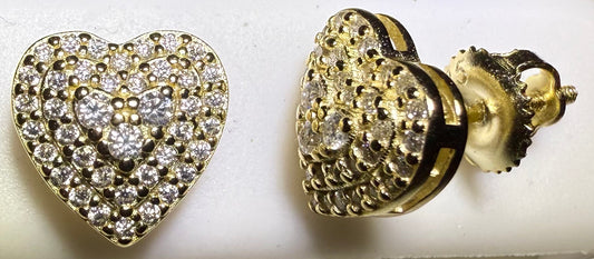Gold Over Sterling Silver VVS1 Moissanite Stud Heart Screw Back 0.76 ct Earrings