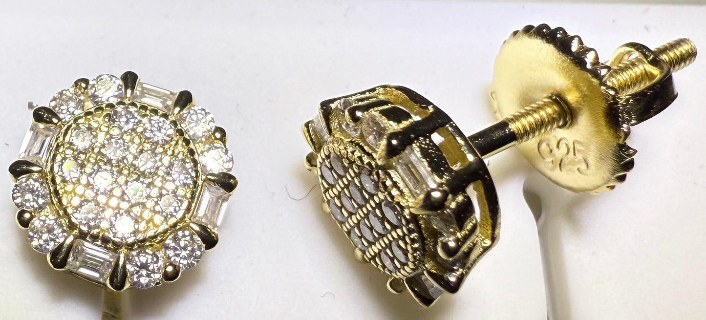 Gold Over Sterling Silver VVS1 Moissanite Baguette Screw Back 0.44 ct Earrings