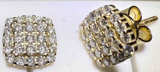 Gold Over Sterling Silver VVS1 Moissanite Stud Halo Screw Back 0.64 ct Earrings