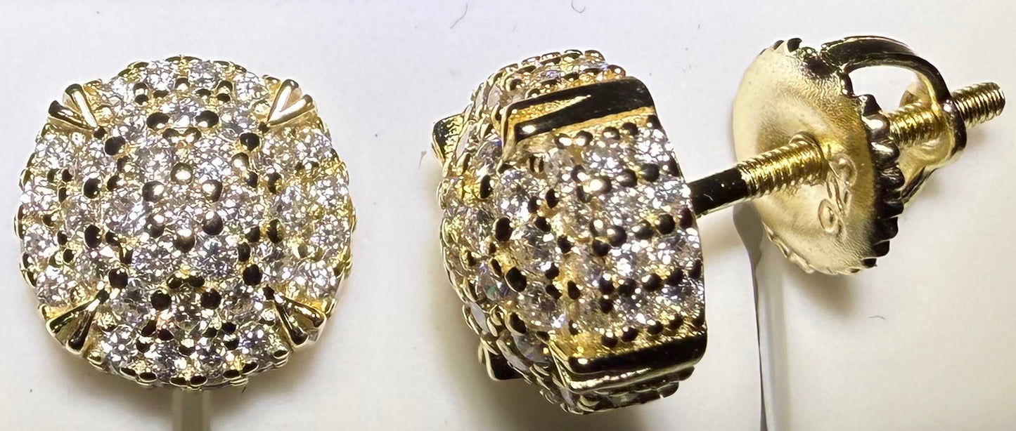 Gold Over Sterling Silver VVS1 Moissanite Stud Pave Screw Back 0.81 ct Earrings