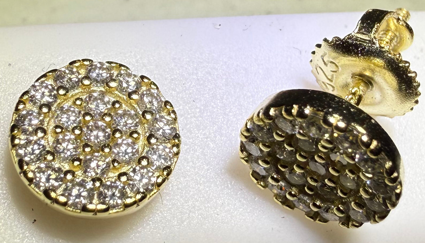 Gold Over Sterling Silver VVS1 Moissanite Stud Pave Screw Back 0.92 ct Earrings