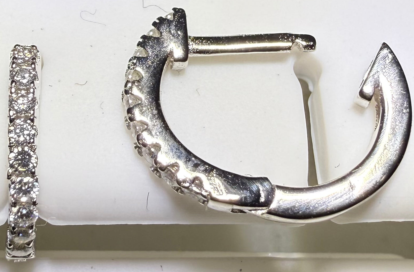 Sterling Silver VVS1 Moissanite Stud Hinge Hoops Snap Huggie 0.19 ct Earrings