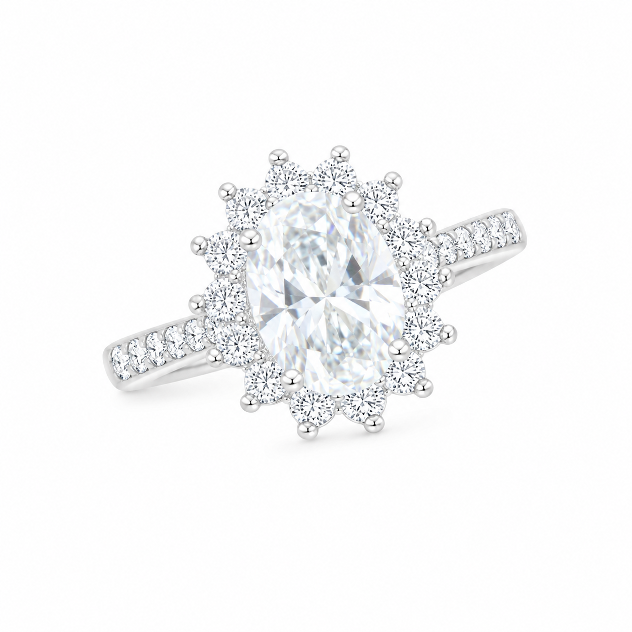 Sterling Silver 1 ct Oval Moissanite VVS1 Halo Wedding Engagement Ring
