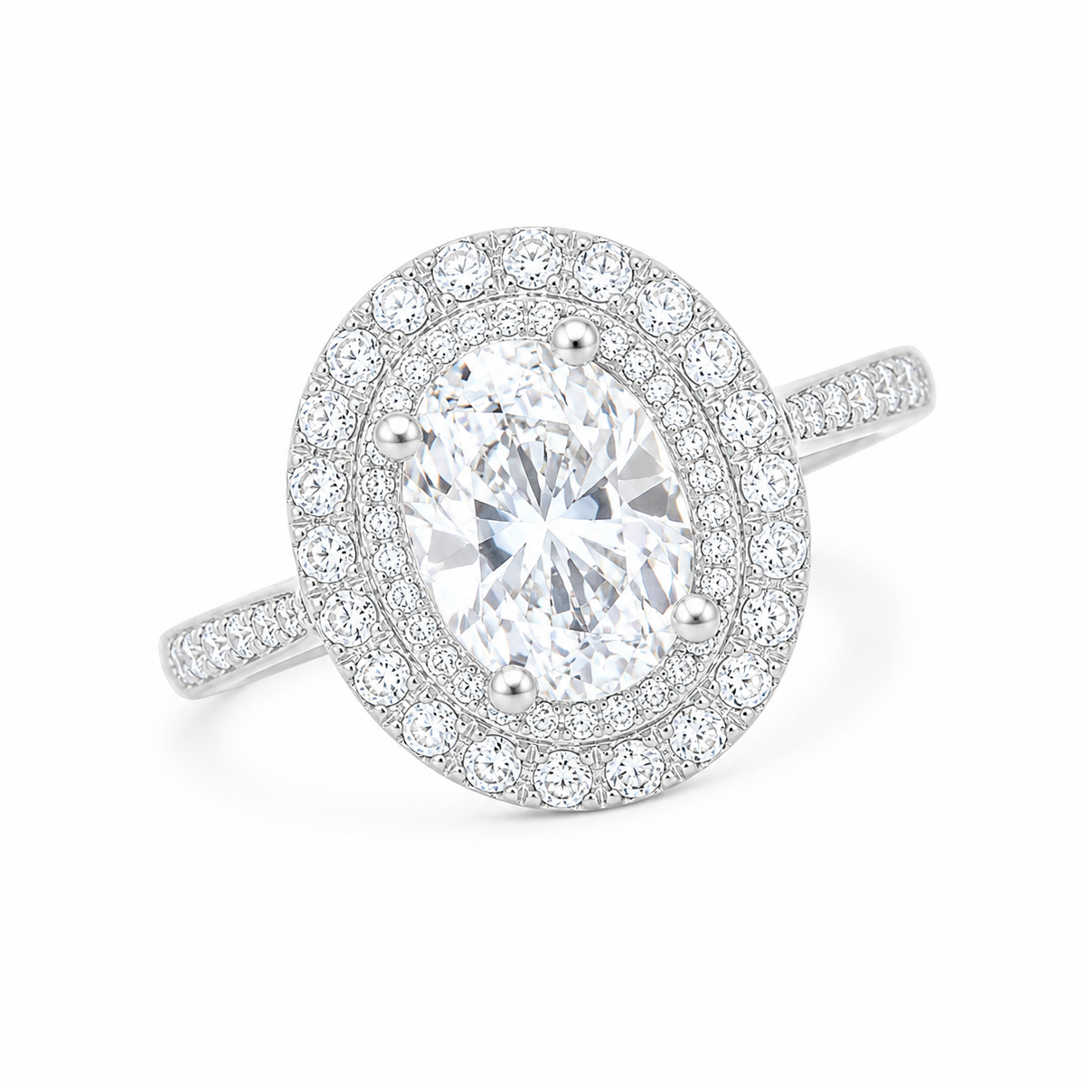 Sterling Silver 2 ct Oval Moissanite VVS1 Solitaire Wedding Engagement Ring