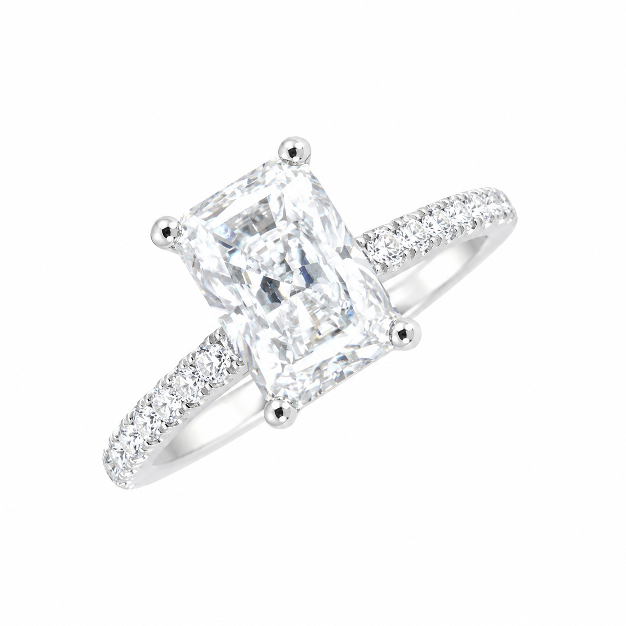 Sterling Silver 1 ct Radiant Moissanite VVS1 Petite Wedding Engagement Ring