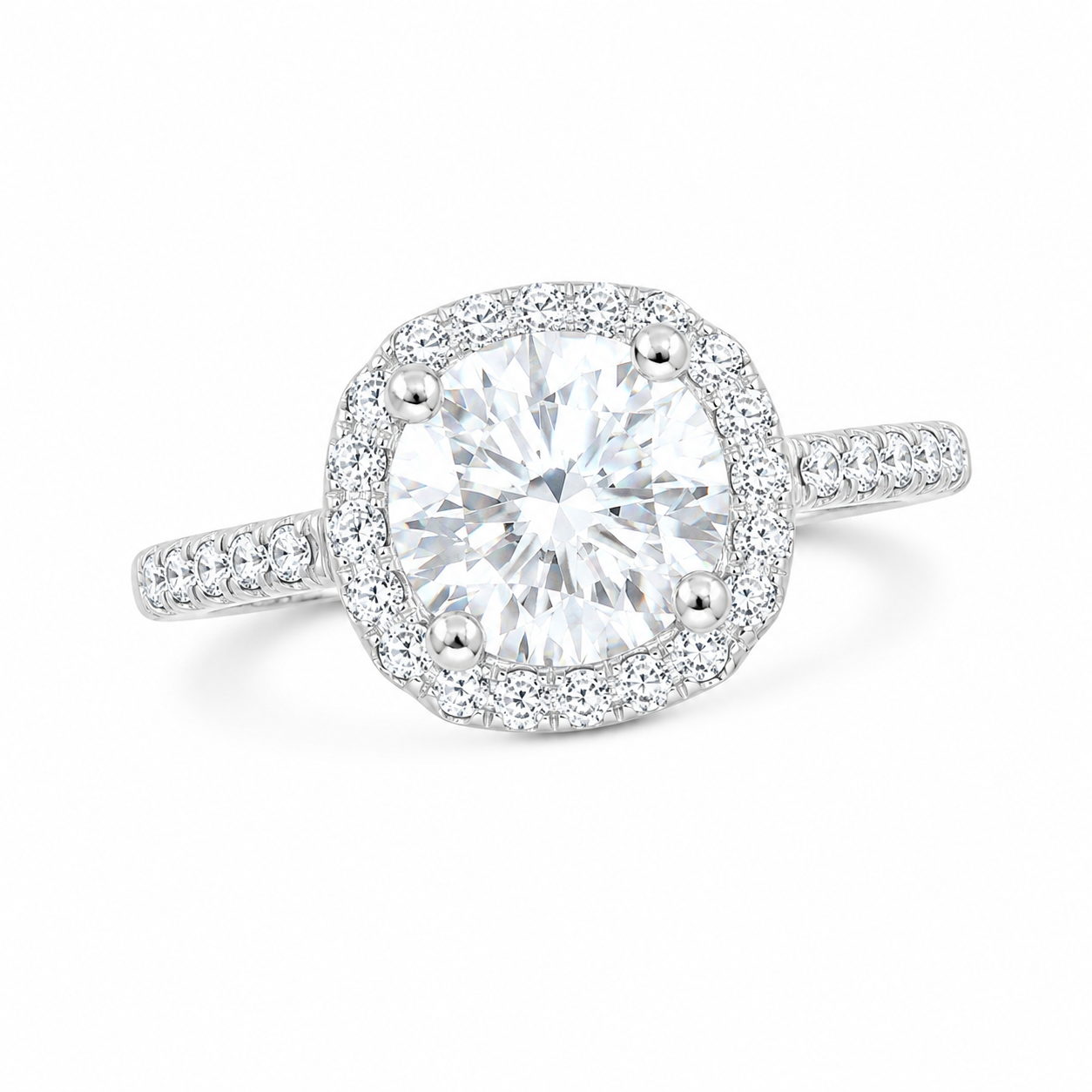 Sterling Silver 1 ct Round Moissanite VVS1 Halo Wedding Engagement Ring