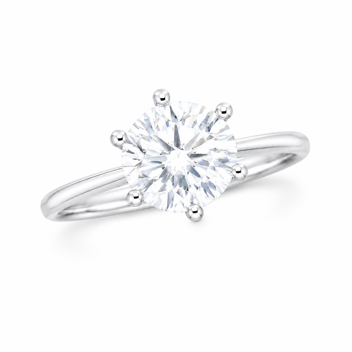 Sterling Silver 1 ct Round Moissanite VVS1 Solitaire Wedding Engagement Ring