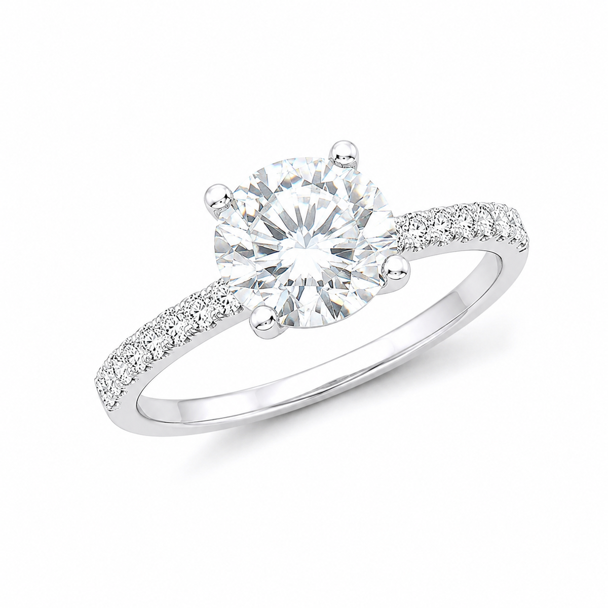 Sterling Silver 1 ct Round Moissanite VVS1 Solitaire Wedding Engagement Ring