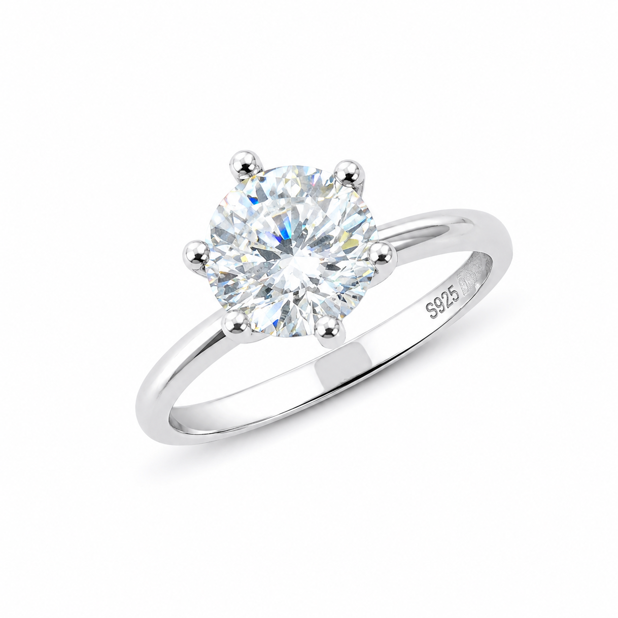 Sterling Silver 1 ct Round Moissanite VVS1 Solitaire Wedding Engagement Ring