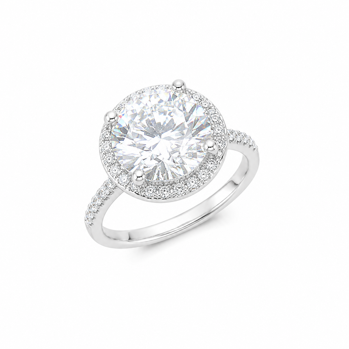 Sterling Silver 2 ct Round Moissanite VVS1 Solitaire Wedding Engagement Ring