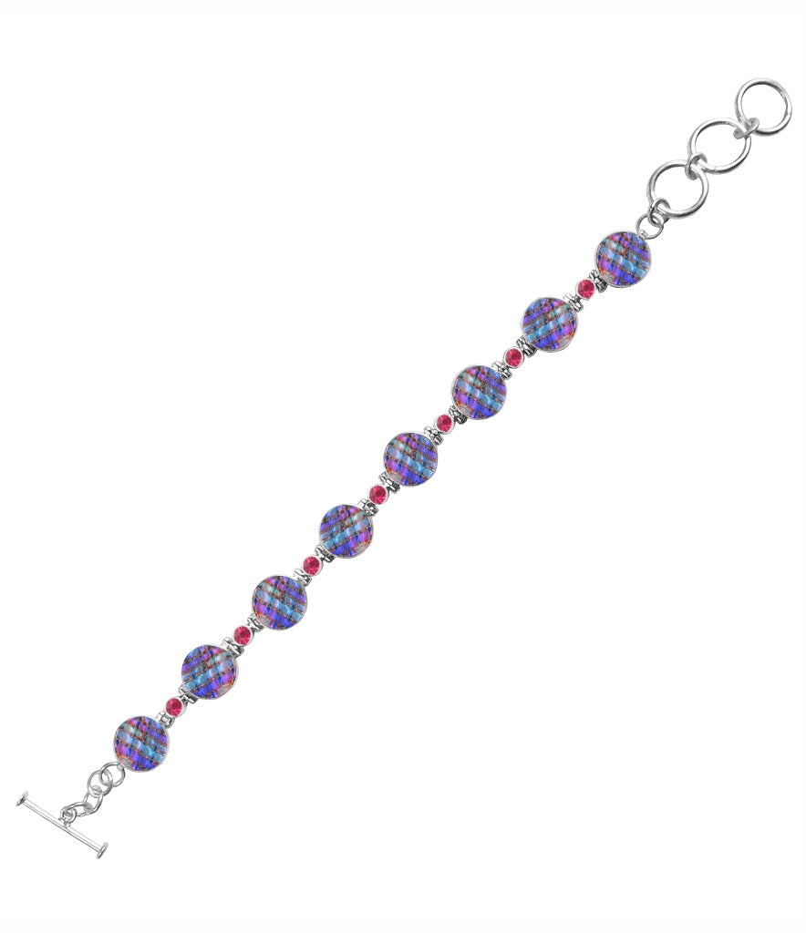 Sterling Silver Dichroic Glass Handmade Bracelet 8" Toggle Clasp