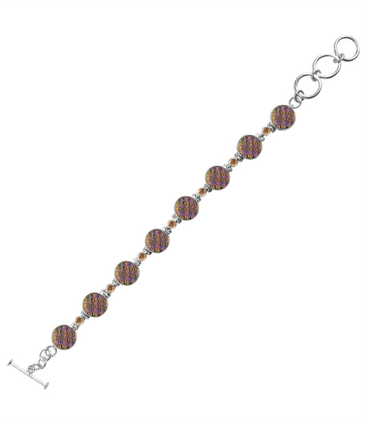 Sterling Silver Dichroic Glass Handmade Bracelet 8" Toggle Clasp