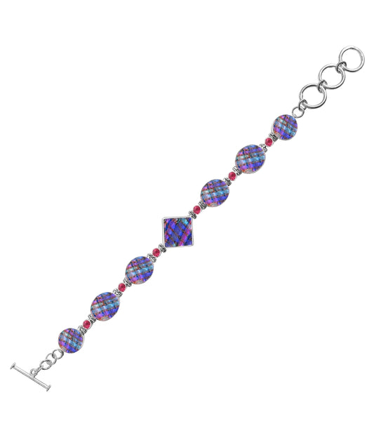 Sterling Silver Dichroic Glass Handmade Bracelet 8" Toggle Clasp