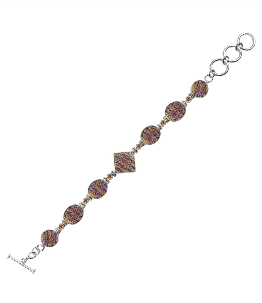 Sterling Silver Dichroic Glass Handmade Bracelet 8" Toggle Clasp