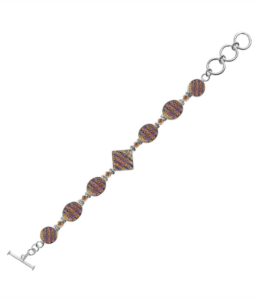 Sterling Silver Dichroic Glass Handmade Bracelet 8" Toggle Clasp