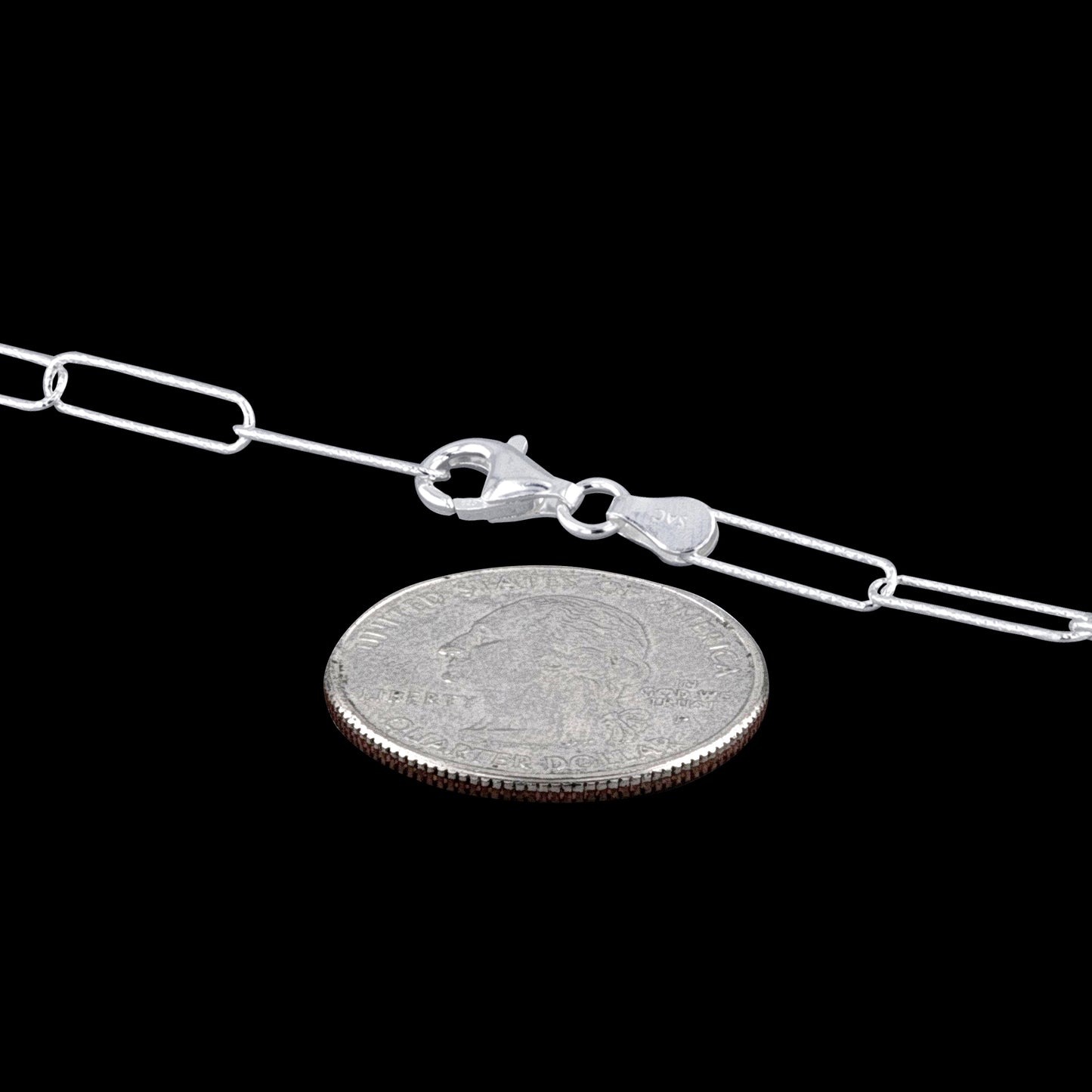 Paper Clip Diamond-Cut 065 - 4mm - Sterling Silver Paper Clip Chain Necklace