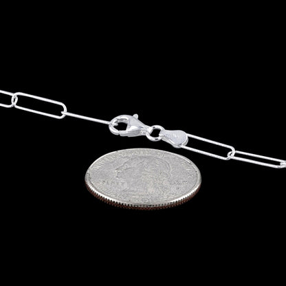 Paper Clip Diamond-Cut 065 - 4mm - Sterling Silver Paper Clip Chain Necklace
