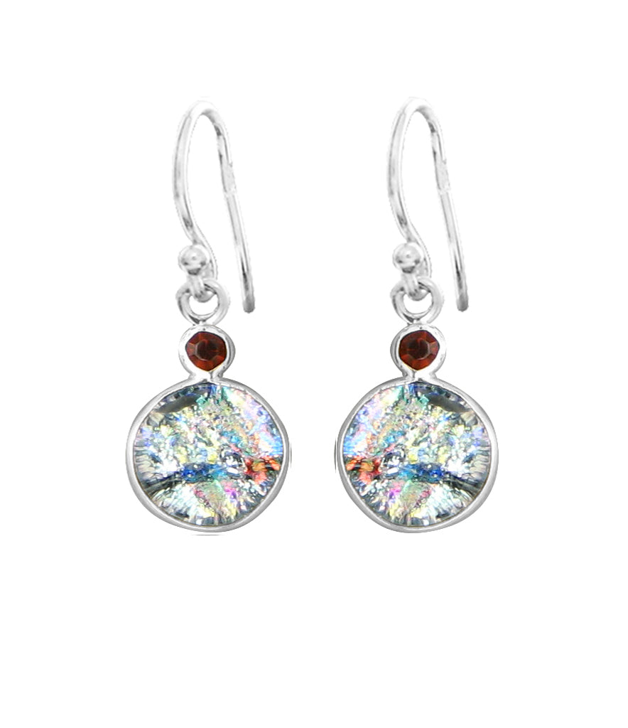 Sterling Silver Dichroic Glass Handmade Hook Earrings