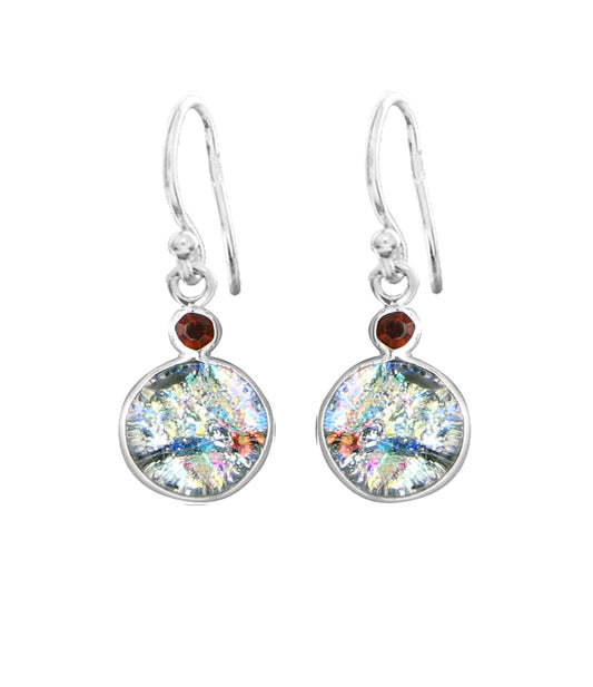Sterling Silver Dichroic Glass Handmade Hook Earrings
